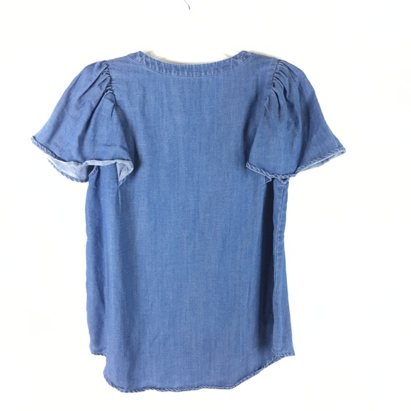 Ann Taylor Loft Women Chambray Denim Henley Blouse - Picture 8 of 8